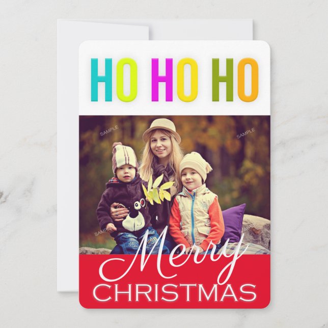 HO HO HO Merry Christmas Greetings Photo Card (Front)
