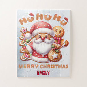 HO HO HO  MERRY CHRISTMAS  KID'S NAME JIGSAW PUZZLE