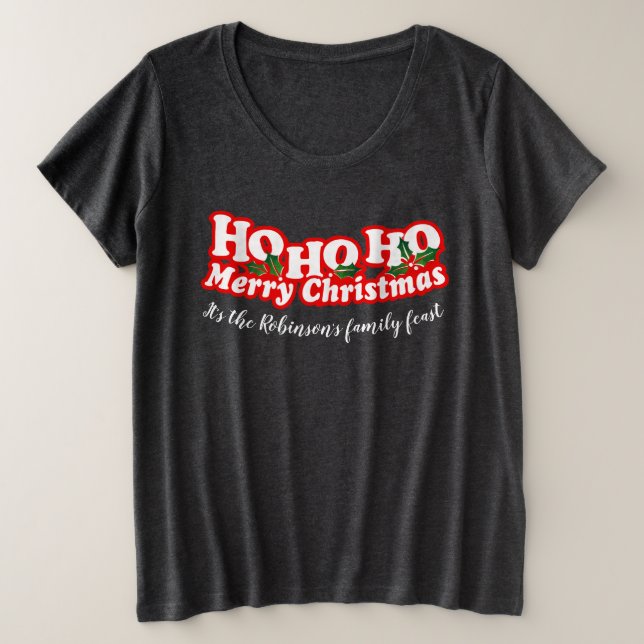 Ho Ho Ho Merry Christmas personalised tee (Design Front)
