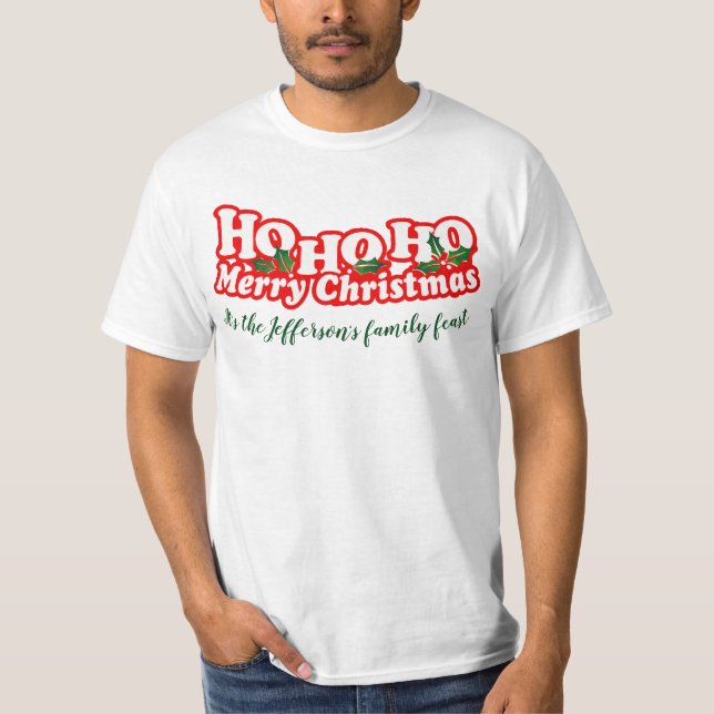 Ho Ho Ho Merry Christmas personalised tee (Front)