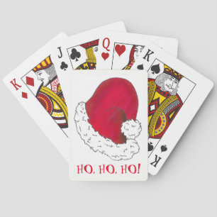 Ho Ho Ho Merry Christmas Red Santa Claus Hat Xmas Playing Cards