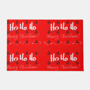 Ho Ho Ho Merry Christmas Red Santa Cruz Hat Doormat