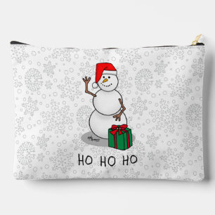 Ho Ho Ho Merry Christmas Santa Cute Snowman Accessory Pouch