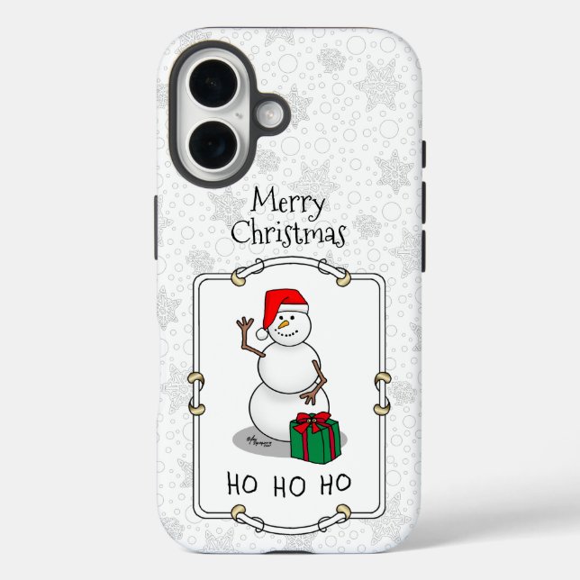 Ho Ho Ho Merry Christmas Santa Cute Snowman Case-Mate iPhone Case (Back)