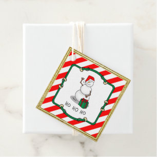 Ho Ho Ho Merry Christmas Santa Cute Snowman Favour Tags