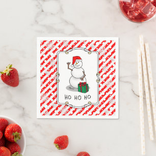 Ho Ho Ho Merry Christmas Santa Cute Snowman Napkin