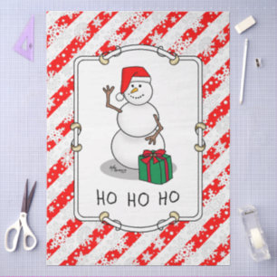 Ho Ho Ho Merry Christmas Santa Cute Snowman Tissue Paper