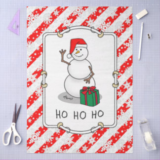 Ho Ho Ho Merry Christmas Santa Cute Snowman Tissue Paper