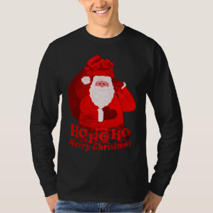 Ho Ho Ho Merry Christmas santa mens red on dark T-Shirt