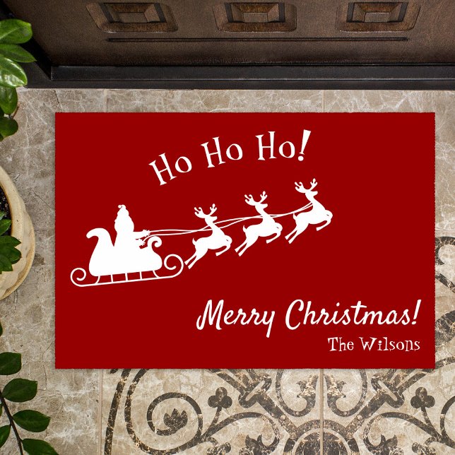 Ho Ho Ho Merry Christmas with Santa, Red Doormat (Creator Uploaded)