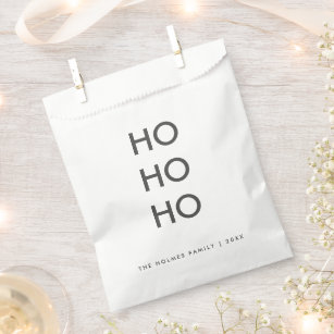 Ho Ho Ho   Minimalist Clean Simple White Christmas Favour Bags