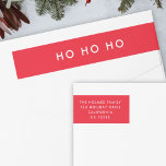 Ho Ho Ho | Minimalist Red Christmas Return Address Wrap Around Label<br><div class="desc">Simple,  stylish "Ho Ho Ho" wrap around label in bright red with a modern minimalist typography in white which can be easily personalised with your own greeting,  family name & address to pair with our matching holiday card range!</div>