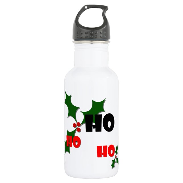 Ho Ho Ho Mistletoe Water Bottle (Front)
