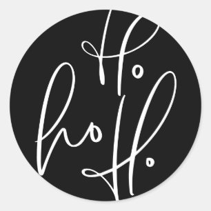 Ho Ho Ho Modern Calligraphy Black Christmas Classic Round Sticker