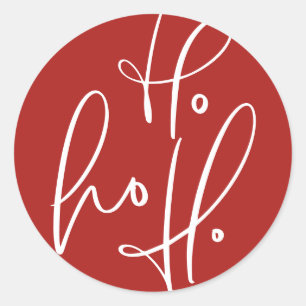 Ho Ho Ho Modern Calligraphy Red Christmas Classic Round Sticker