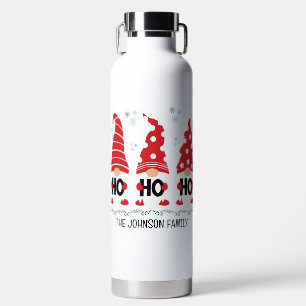 HO HO HO Modern Cute Gnome Design Personalised Water Bottle