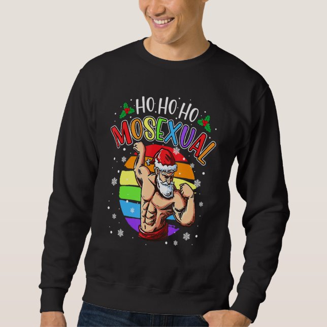 Ho Ho Ho Mosexual Gay Santa Costume Rainbow Lgbt P Sweatshirt (Front)
