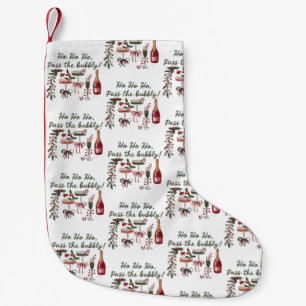 Ho Ho Ho Pass the Bubbly Drinking Xmas Champagne  Small Christmas Stocking