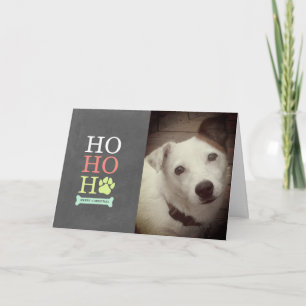 Ho Ho  Ho Pawprint Pet Photo Christmas Card