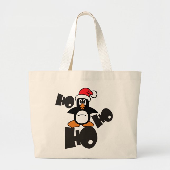 Ho Ho Ho PENGUIN Large Tote Bag (Front)