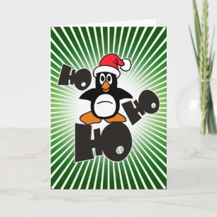 Ho Ho Ho - Penguin - merry christmas + your backgr Holiday Card