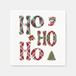 Ho Ho Ho Plaid Christmas Napkin
