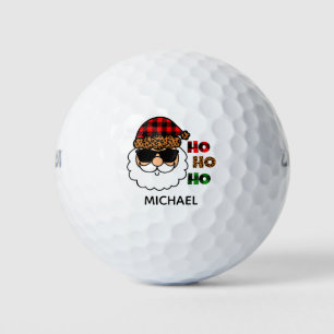 Ho Ho Ho Plaid Cool Santa Christmas Personalised Golf Balls