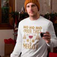 Ho Ho Ho Pour the Merlot Gold Glitter Christmas