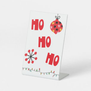 Ho Ho Ho Red Bell and Lights Pedestal Sign