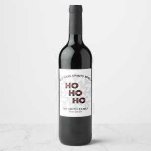 Ho Ho Ho Red Buffalo Plaid Wine Label