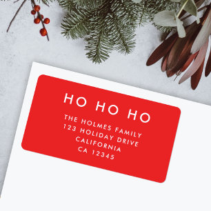 Ho Ho Ho Red Christmas Minimalist Return Address Label