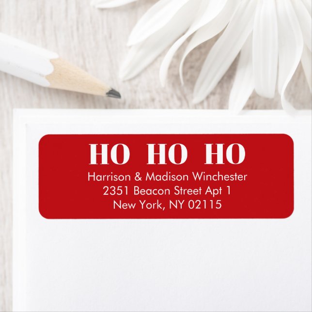Ho Ho Ho red Christmas modern Return Address (Insitu)