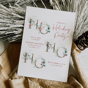 Ho Ho Ho Red & Green Modern Holiday Party Invitation