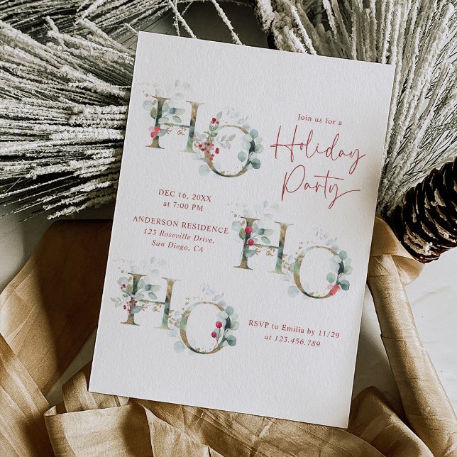 Ho Ho Ho Red & Green Modern Holiday Party Invitation (Creator Uploaded)