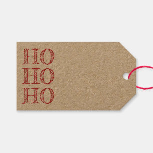 Ho Ho Ho red kraft blank handwritten Christmas Gift Tags