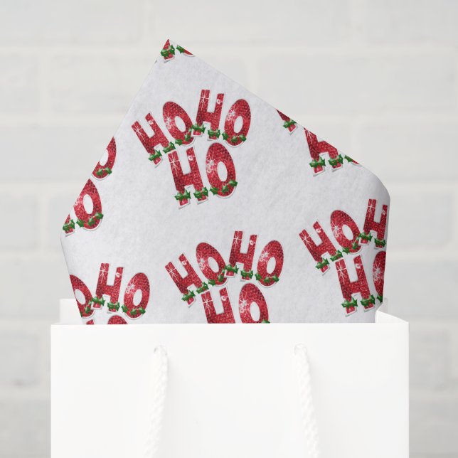 HO, HO, HO! Red Sparkles Christmas Tissue Paper (Gift Bag)
