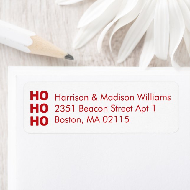 Ho Ho Ho red white Christmas Return Address  (Insitu)