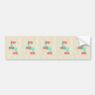 ho ho ho reindeer red blue christmas vintage bumper sticker