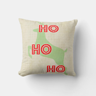 ho ho ho reindeer red green christmas cushion