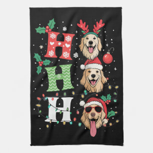 Ho Ho Ho Retrievers Golden Xmas Tea Towel