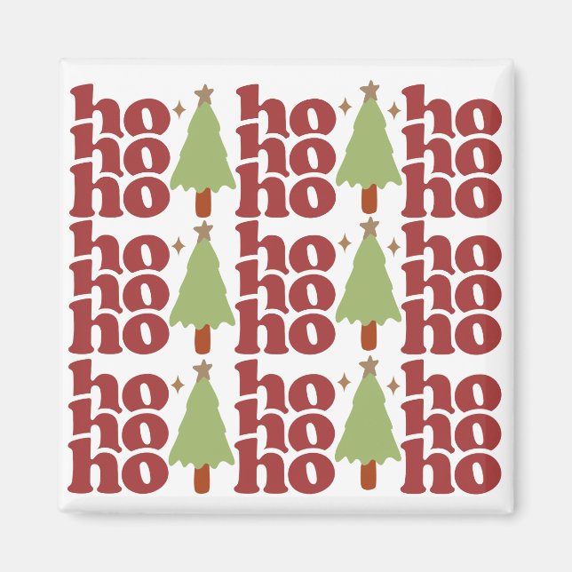 Ho Ho Ho Retro Groovy Christmas Holidays Magnet (Front)