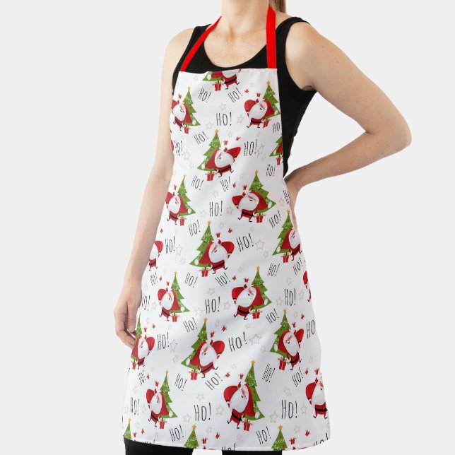 Ho Ho Ho, Santa and Christmas Trees  Apron (Insitu)