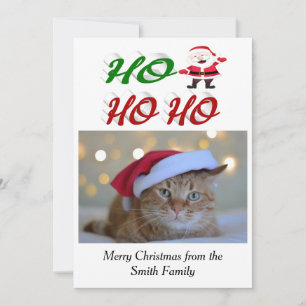 Ho Ho Ho Santa Claus Christmas photo script  Holiday Card