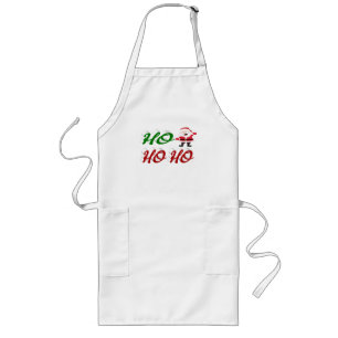 Ho Ho Ho Santa Claus Christmas red green script Long Apron