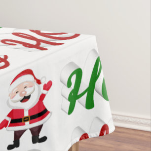 Ho Ho Ho Santa Claus Christmas red green script Tablecloth