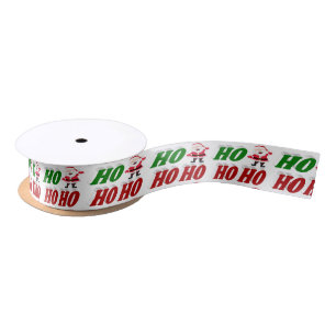 Ho Ho Ho Santa Claus Christmas typography Satin Ribbon