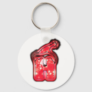 Ho Ho Ho! Santa Claus Hat Merry Christmas Star. Key Ring