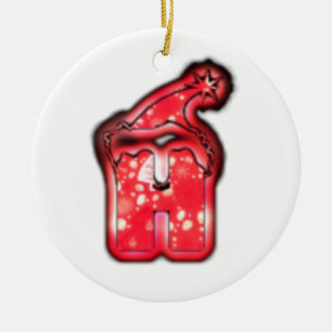 Ho Ho Ho! Santa Claus Hat Merry Christmas Star.png Ceramic Tree Decoration