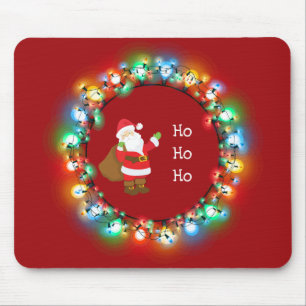 Ho Ho Ho Santa Claus in Christmas Lights Custom Mouse Pad
