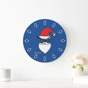 Ho Ho Ho Santa Claus Large Clock